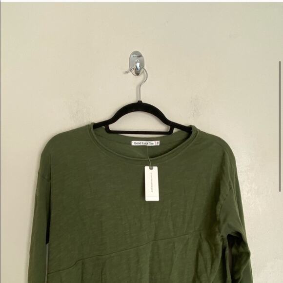 ANTHROPOLOGIE Paula Good Luck Tee Asymmetrical Hem Top T-Shirt Cotton - Picture 5 of 6